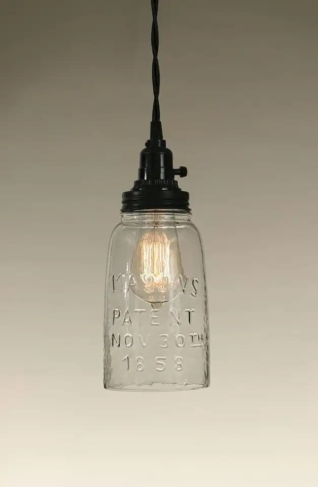CTW Home Half Gallon Open Bottom Mason Jar Pendant Lamp, 11-inch Height, Clear, Glass