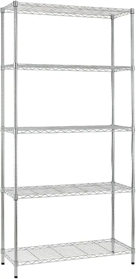 BestOffice 5 Tier Wire Shelving Unit Storage Shelves Metal Wire Shelf Storage Rack Adjustable Commercial Organizer Heavy Duty Layer Unit for Restaurant Garage Pantry Kitchen Office 72"x36"x14",Chrome