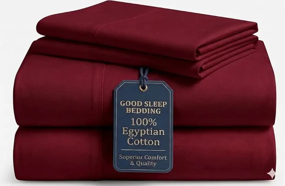 100% Egyptian Cotton Twin XL Sheet Sets, 4 Piece Burgundy Sheets Twin XL