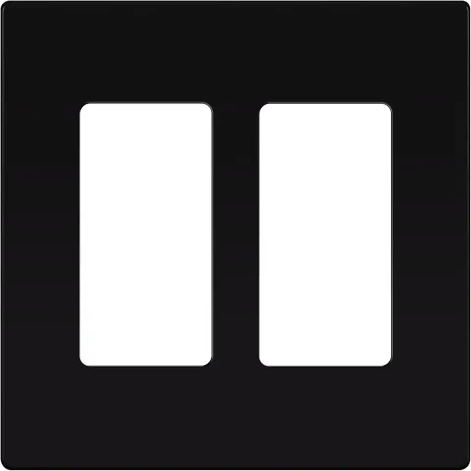 ENERLITES 2-Gang Black Screwless Decorator Switch Outlet Wall Plate Cover
