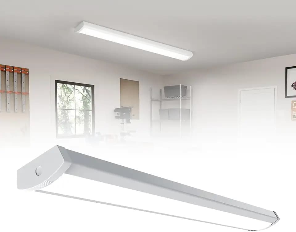 HYPERLITE 4ft LED Wraparound Light 60W,6600LM 4' LED Shop Lights Fixture with 3 Wattages for Garage,4000K Neutral White Wrap Light AC120V,ETL Listed 48inch Led Light Fixtures for Office, Kitchen