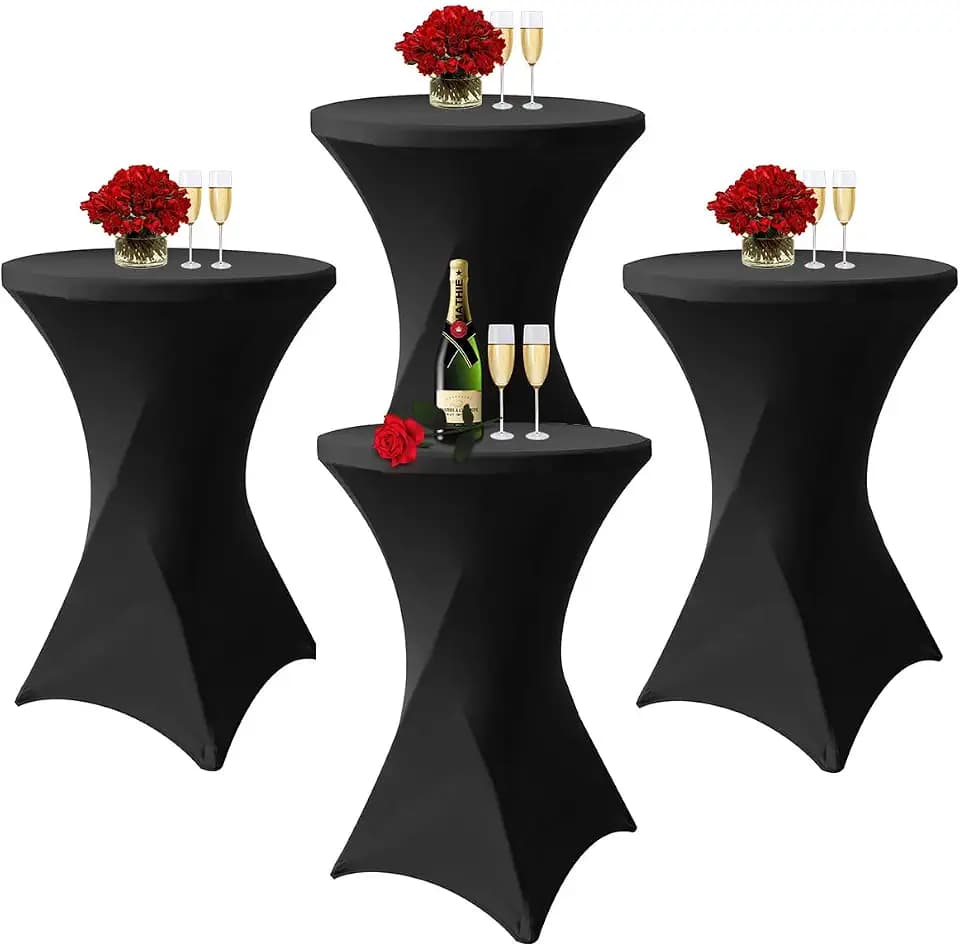 Cocktail Table Covers Black Spandex High Top Table Cloths 4 Pack 32x43 Inch
