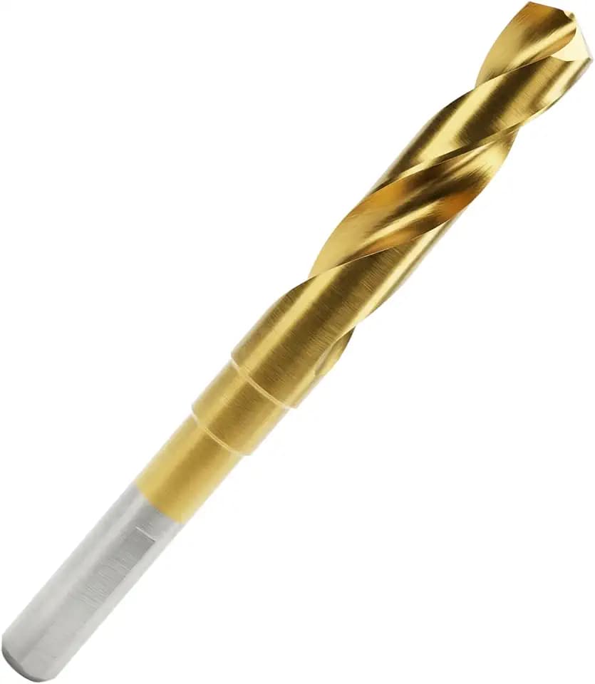 Greycore Tools 5/8 Inch Reduced Shank Drill Bit, 1/2" 3-Flat Shank, High Speed Steel with Industrial Titanium Coating, 118° Drill Tip (5/8" x 6" Reduced Shank)