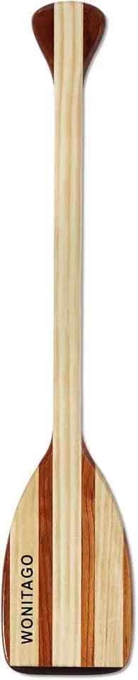 Wooden Canoe Paddle with Anti-Collision Edge, Ergonomic Palm Grip