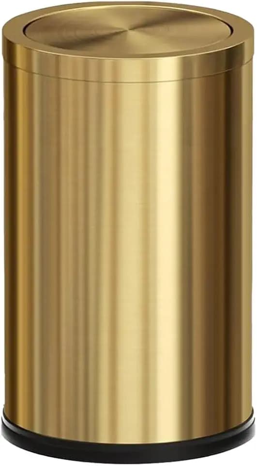 18L/4.7GAL Gold Bathroom Trash Can with Lid,Brass Garbage Can with Flipping Lid,Brushed Stainless Steel for Bedroom,Living Room,Office,Guest Room (4.7gal-Gold)