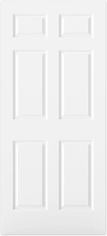 BARNSMITH 36x80 in Raised 6-Panel Textured White Primed Door Slab, Classic Style Paintable Hollow Core Interior Door Panel, for Pocket, Swing, Sliding Door, No Pre-Drilling, Durable and Lightweight