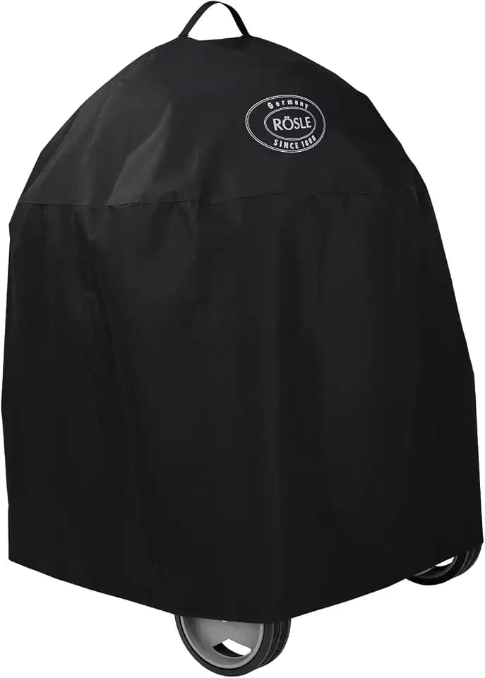 RÖSLE Holzkohle-Kugelgrill Abdeckhaube Smoker No.1 F50/F50-S, Hochwertige Schutzhülle aus 100% Polyester, mit praktischem Klettverschluss zum Fixieren, wasserdicht, Schwarz