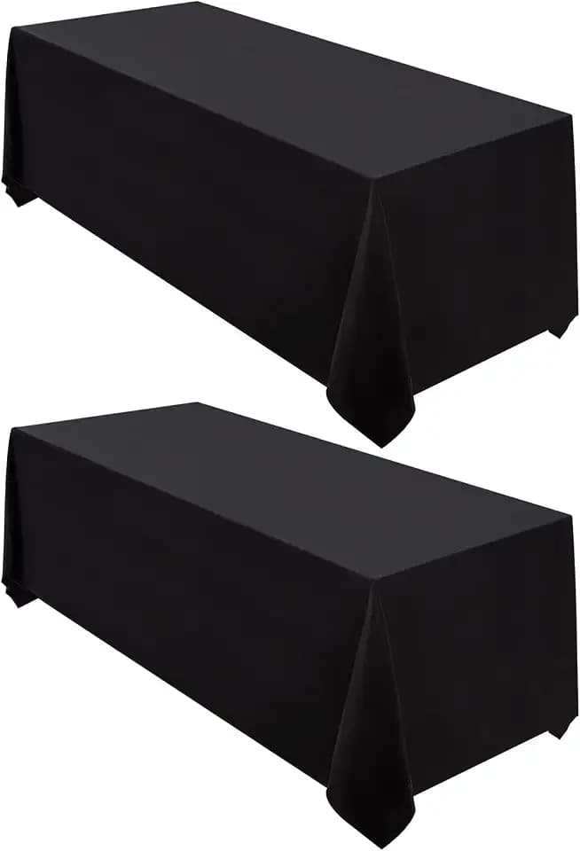 Surmente 2 Pack 90x132 Inch Black Tablecloth for 6-8 Foot Rectangle Tables