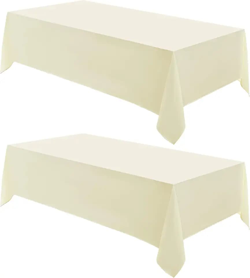 2 Pack Ivory Rectangle Tablecloths 90x156 Inch for 8ft Tables
