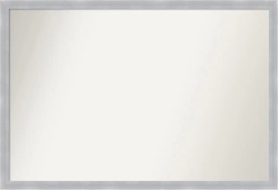 Amanti Art Silver Wall Mirror 26x38 Grace Brushed Nickel Narrow Rectangle Bathroom Mirror for Wall Decor Living Room, Large Modern Frame, Hangs Horizonally and Vertically, Bathroom Decor, Non-Beveled