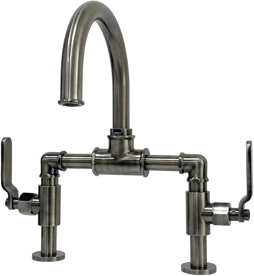 Kingston KS217KLVN Industrial Style Bathroom Faucet, Black Stainless