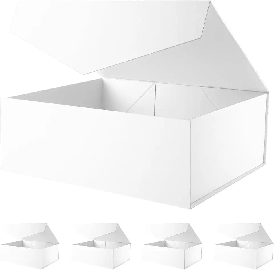 5 Extra Large Gift Box with Lid 19.2x15.8x7 Inches (Matte White)
