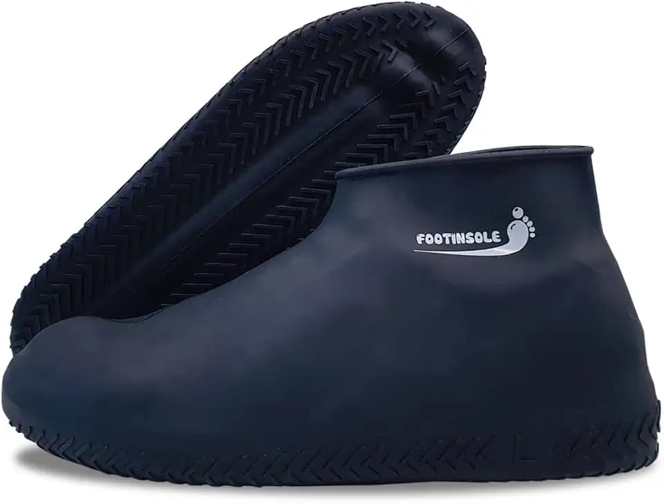 Waterproof Silicone Rubber Shoe Covers for Rain, Non-Slip Easy-handy Water Resistant Overshoes Outdoor Cycling Hiking Protectors Apply to Men, Women, Kids (Large, BLACK)