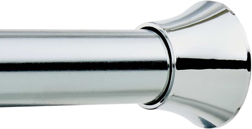 Amazon Basics No Drill Spring Tension Curtain Rod, Adjustable 54-90" Width, Chrome, Classic Finial