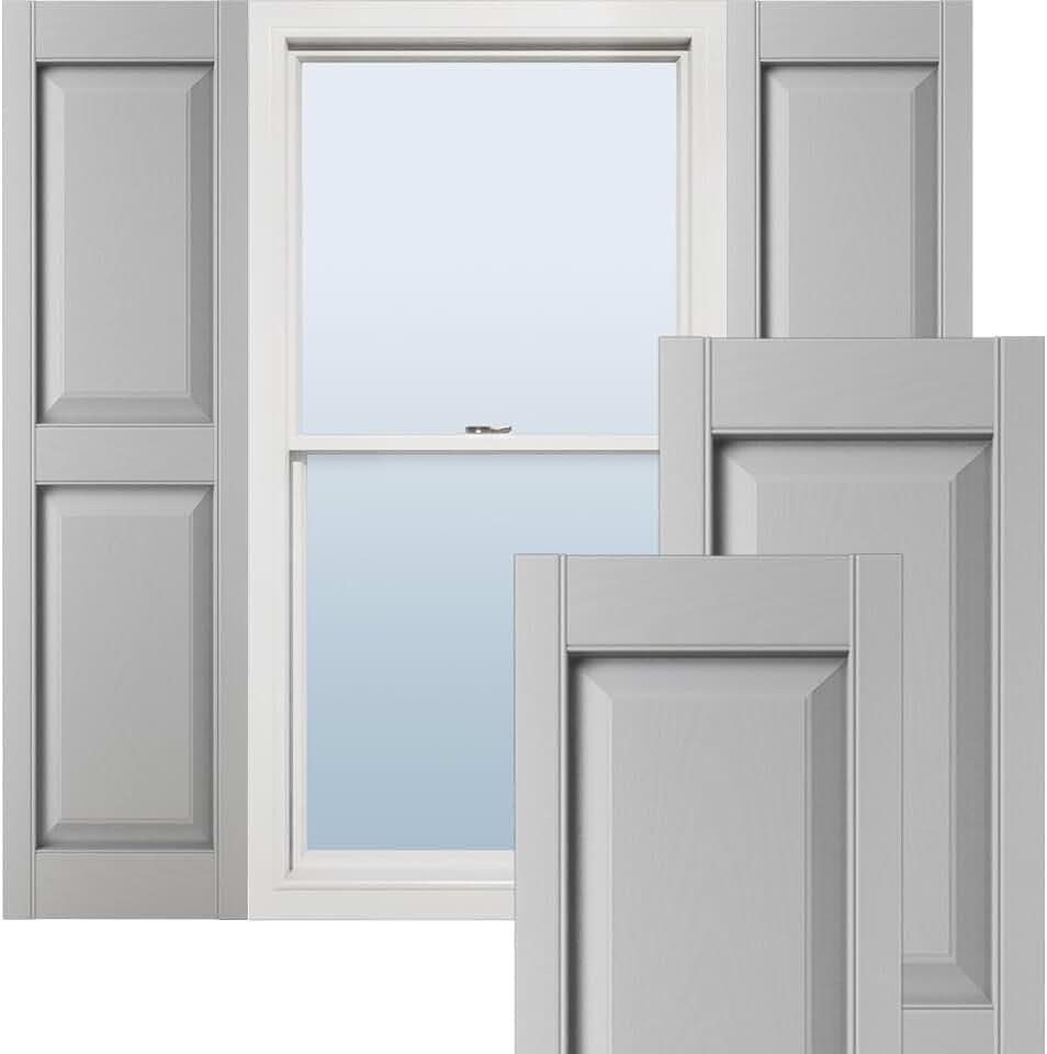Ekena Millwork Lifetime Vinyl LP2S14X04700PG Standard Two Equal Panel Vinyls, Raised Panel Vinyl Shutters, w/Installation Shutter-Lok's & Matching Screws (Per Pair), 14.75"W x 47"H, Paintable