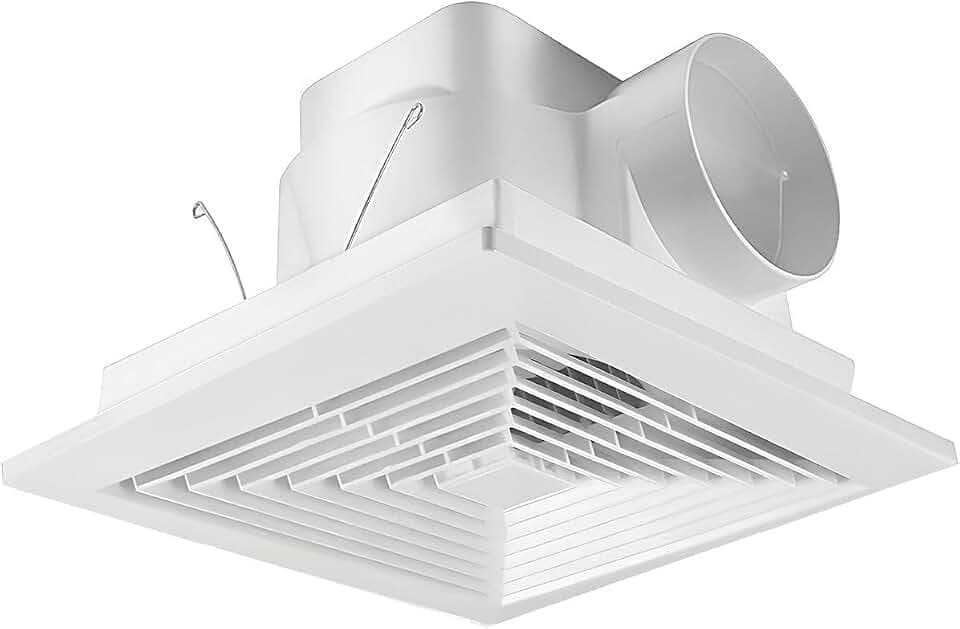 HNRLOY Bathroom Exhaust Fan for Ceiling,Household Bath Vent Ventilation Fan,110 CFM,4-in Duct,1.0 Sones Quiet Operation,13W Energy-Saving 12" Plastic Panel Shower Vent Extractor,10"x10" Mounting Hole