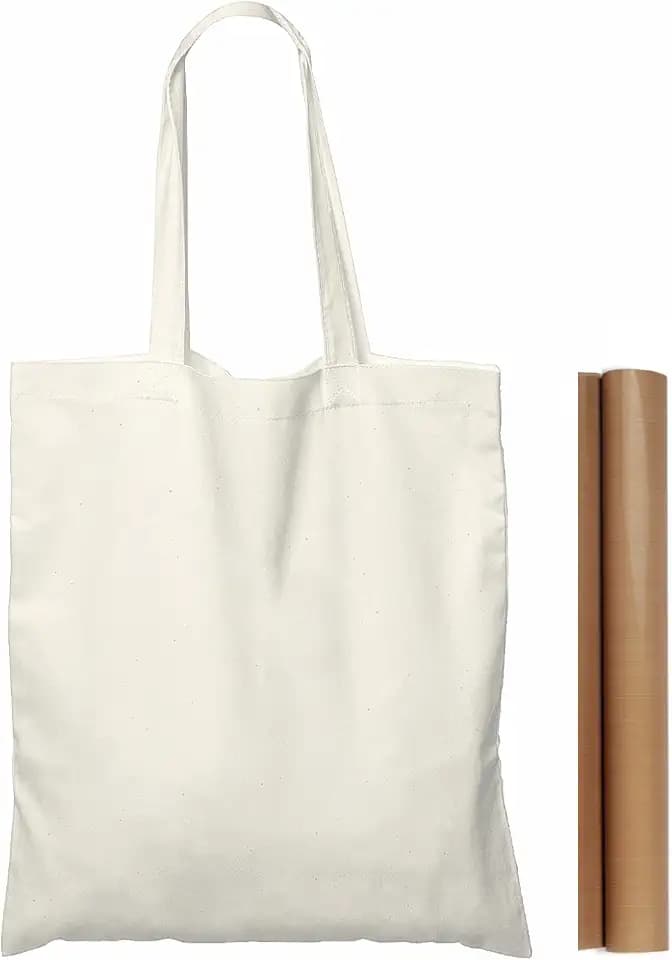 NPBAG 100 Pack 15'' X 16'' Natural Cotton Tote Bags, Lightweight Blank Bulk Cloth bags with 1pc of PTFE Teflon Sheet