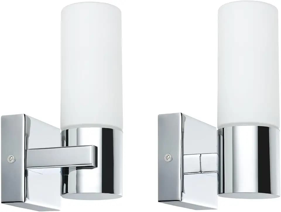 Paulmann 70354 Wandleuchten Gemini Wandstrahler IP44 ohne Leuchtmittel E14-Sockel max. 2x20W Flurlicht 2er Pack Chrom Satin Metall Glas