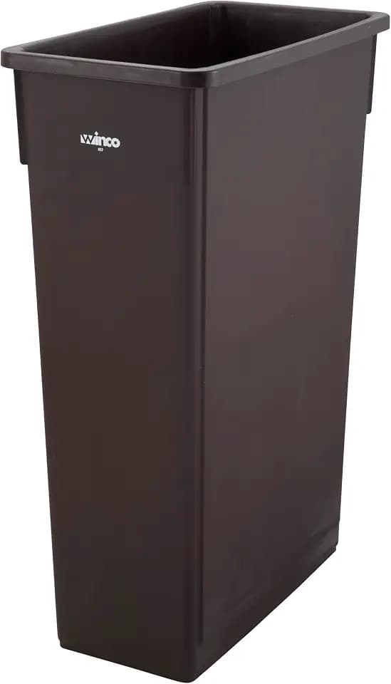 Winco Slender Trash Can, 23-Gallon, Brown