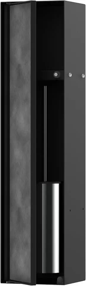 hansgrohe XtraStoris Rock Recessed Toilet Brush Holder with Shelf & Tileable Door in Matte Black, 56060670