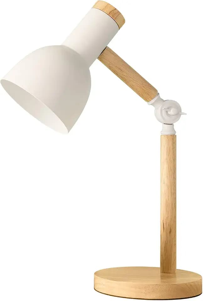 himmel Tischlampe,Einstellbare Holz Tischlampe,Kinder Schreibtischlampe für Schlafzimmer,Wohnzimmer,E27 Sockel Lesen neben Lampe (Weiß)