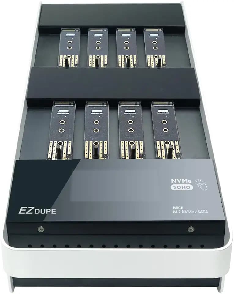 EZ DUPE 1:7 M.2 NVMe SATA SSD Duplizierer mit Touchscreen - NVMe Festplattenkopierer (SOHO NVMe Touch MK2)