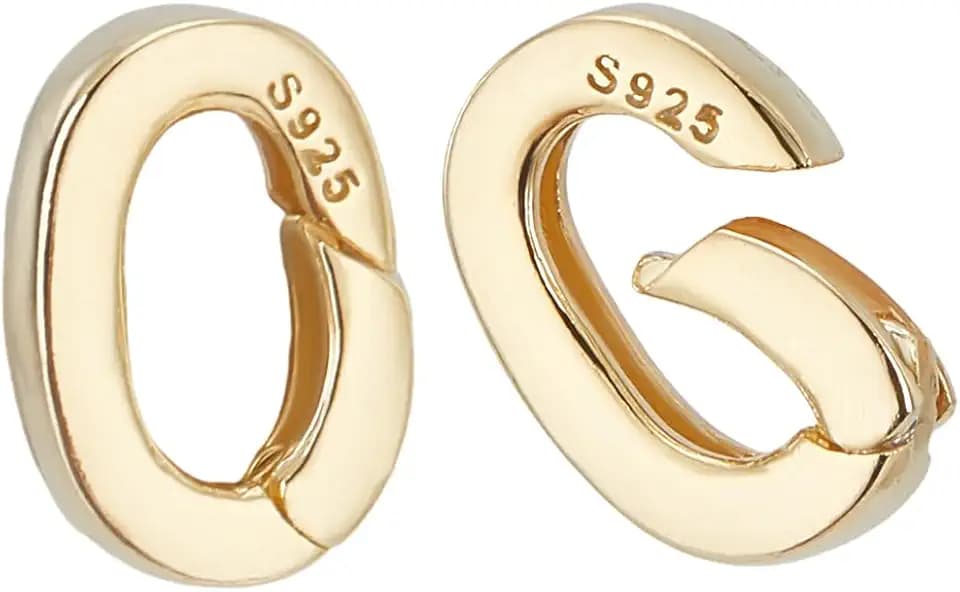 PH PandaHall 18k Gold Over 925 Sterling Silver Spring Gate Rings Clasp, 2pcs Oval Spring Clasp Connector Metal Necklace Shortener Clasp for Necklace Bracelet Keychain Jewelry Making, 10x7mm