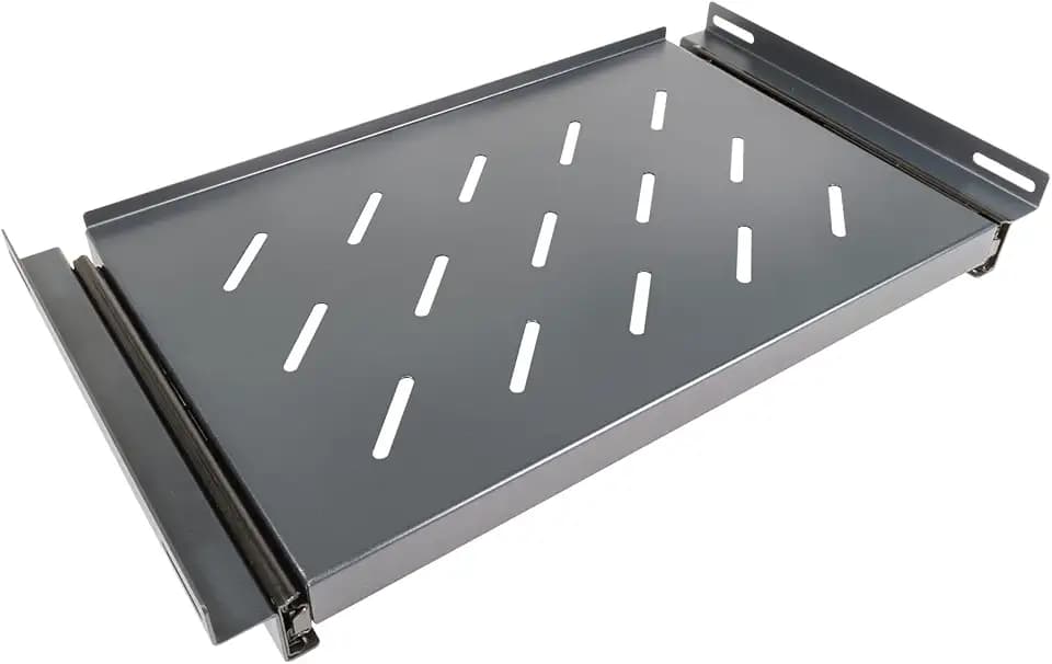 Aiten Data Schiebetablett aus Gitter, 1U, 490 mm breit x 300 mm, für Wandregal, 450 mm, Boden, Stahl, laminiert, 17 Kilo