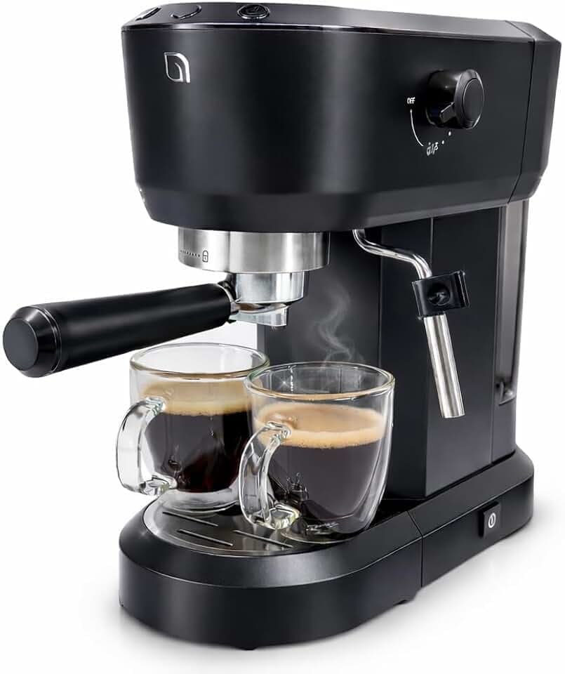 WILLOW Eco Series Espresso Machine 15 Bar with Milk Frother Steam Wand, Built-In Tamper & Hot Water Dispenser, 1350W Espresso Coffee Maker with 40oz Removable Water Tank for Cappuccino, Latte - BLACK