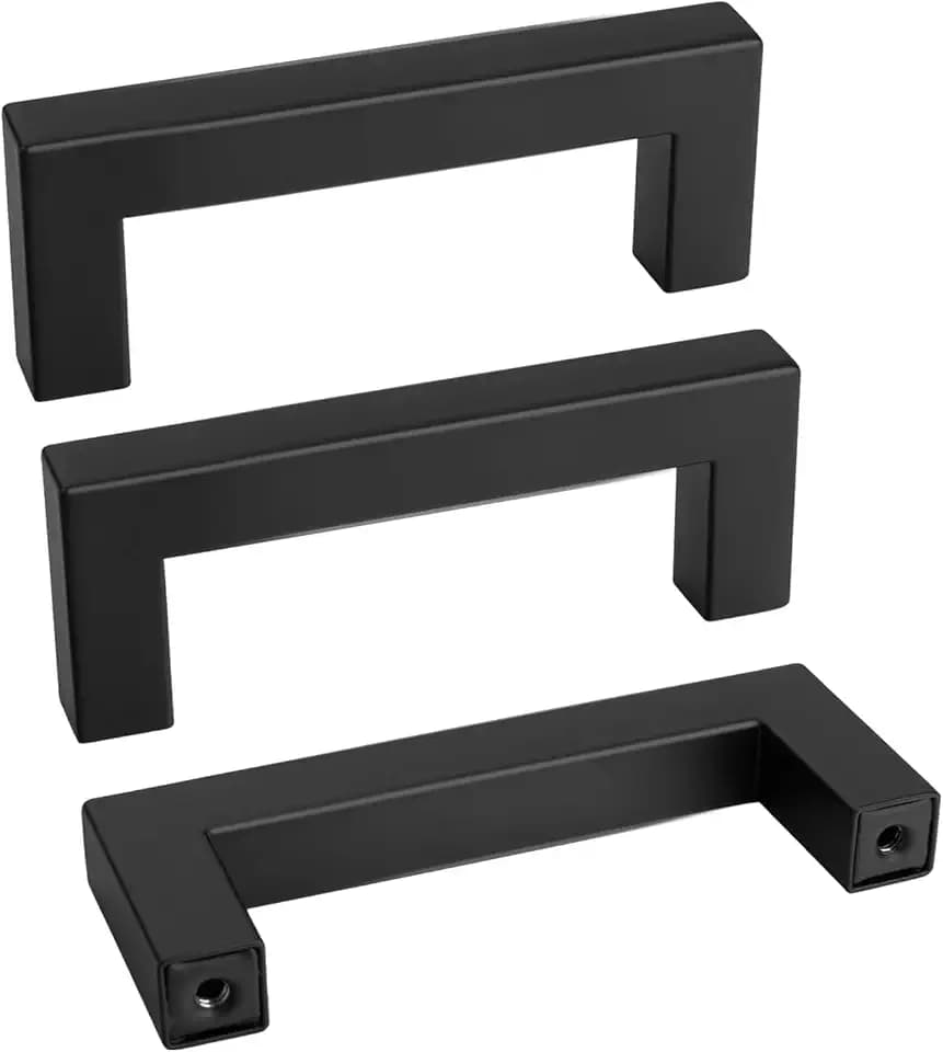 Goldenwarm 30 Pack 3 INCH Black Square Bar Cabinet Pull Drawer Handle Stainless Steel Modern Hardware for Kitchen Bathroom Cabinets Cupboard - Center to Center 3in (76mm) Matte Black Drawer Pulls