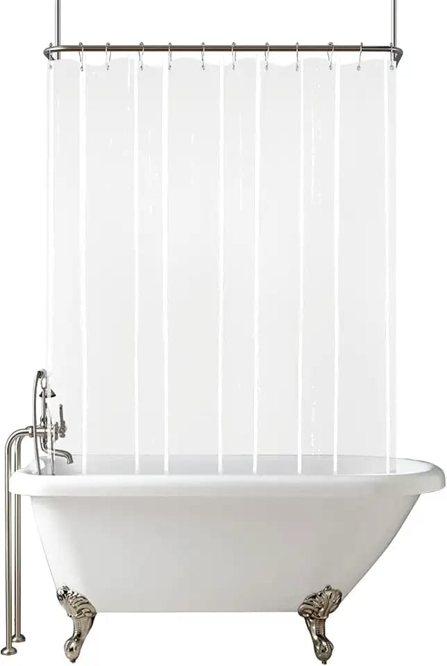 Clawfoot Tub Short Clear Shower Curtain Liner 180x65 Inch Wrap Around Shower Liner with 6 Magnets Waterproof Peva Plastic Shower Curtain Set 32 Metal Hooks Included