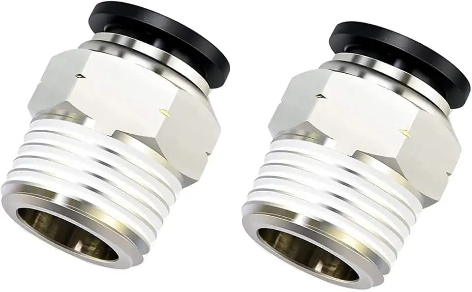 PNEUMATIC Push to Connect Fitting 1/2 Inch Tube OD x 1/4 Inch NPT Thread Male Straight Connector Air Fittings Black PC1/2-N2(Pack of 10)