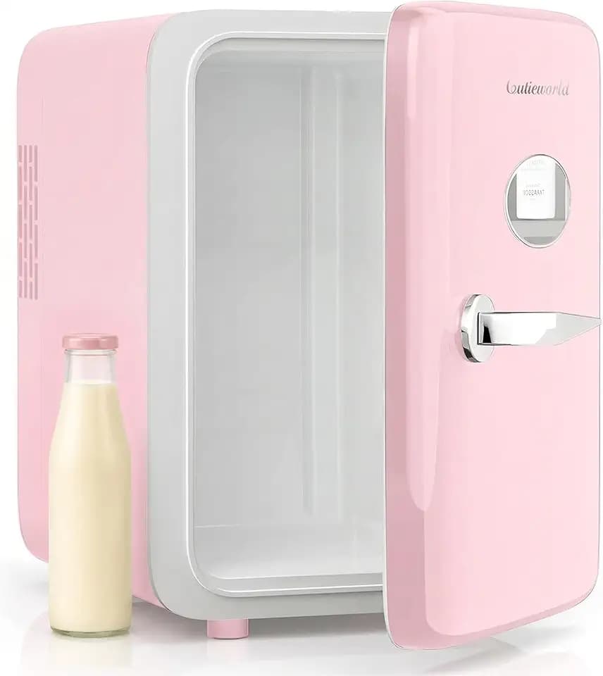 CUTIEWORLD 4L Skincare Fridge, Soft Pink