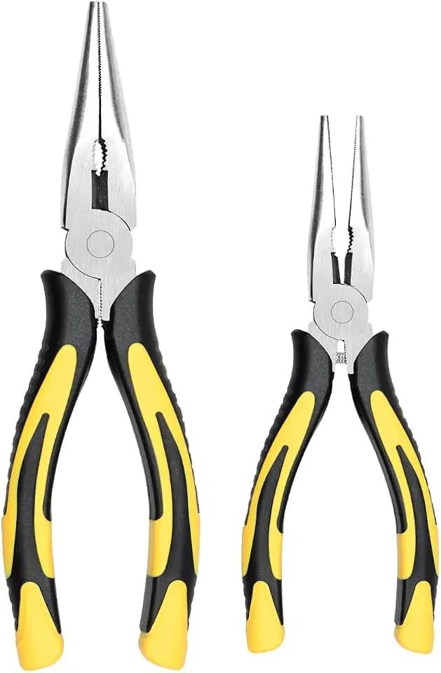 Long Needle Nose Pliers-6''&8'', with Wire Cutter, 2pcs