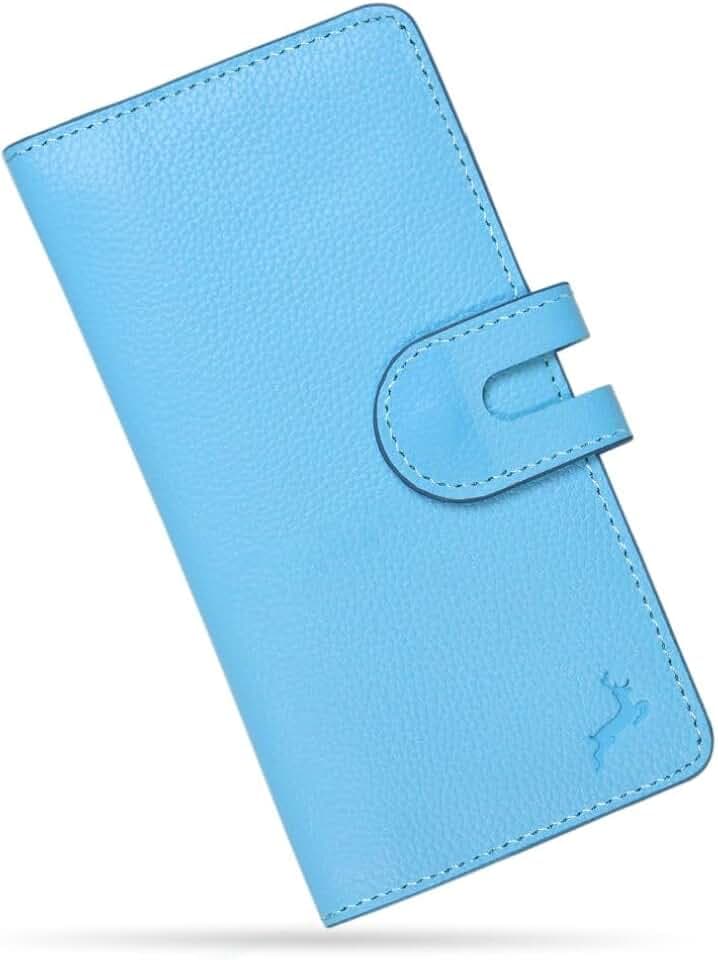 Womens wallet (ID Windows) Genuine Leather wallet for women | Slim long wallets for women | rfid blocking wallet and Zipper Pocket (sky Blue slim wallet for women)