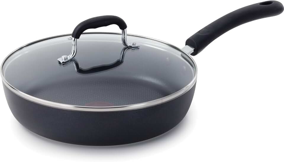 T-Fal Experience Nonstick Frying Pan with Lid 10" Induction Skillet, Black