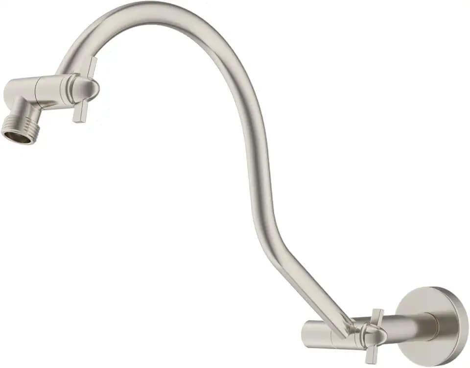 Hibbent All Metal Upgraded 18'' Shower Head Extension Arm, Brushed Nickel