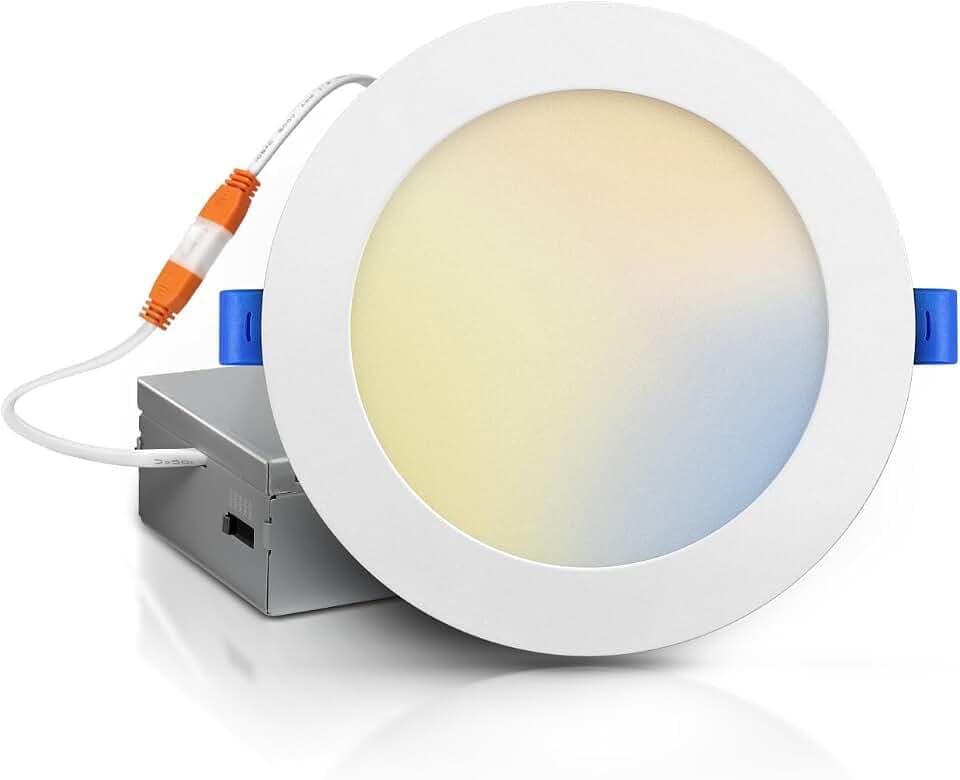 ECOELER 5CCT Dimmable LED Recessed Ceiling Light, 12W 1100Lm Wafer Downlight