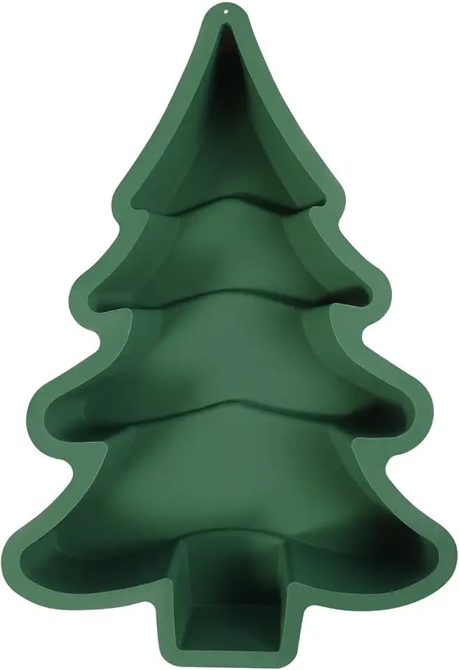 DOITOOL Christmas Tree Cake Pan - Silicone Christmas Tree Mold - Non-Stick 3D Xmas Baking Pan - DIY Mold for Chocolate Biscuit Mousse Cake, Green, 10.61x8.17x1.93 Inch