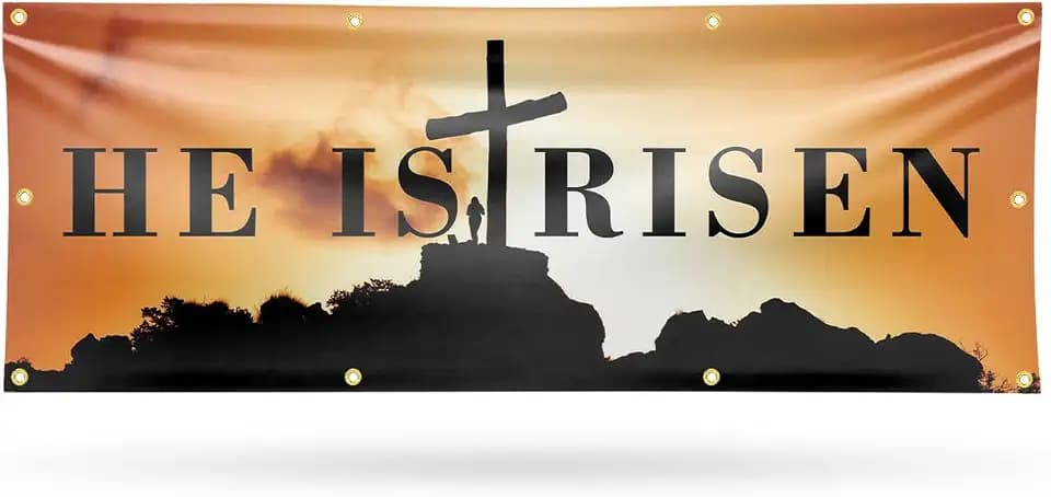 He is Risen Banner Sign 36 Inch x 96 Inch | 13 oz Vinyl with Metal Grommets | Heavy-Duty Single-Sided Outdoor Durable Printed High-Quality Weatherproof | Made in the USA