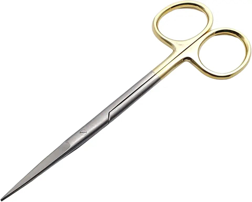 ARTMAN INSTRUMENTS Scissors - 5.5 Inches Straight, Gold Plated Handle with Tungsten Carbide Inserts - Extra Sharp, Durable, and Autoclavable for Precision Cutting