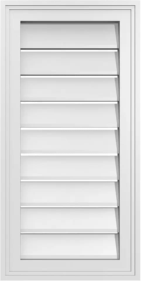 14"W x 28"H Rectangle Surface Mount PVC Gable Vent: Functional, w/ 1-1/2" x 2" Brickmould Frame