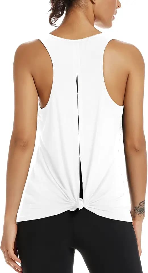 Womens Yoga Workout Tops-Cute Back Split Tie Workout Tank Top Activewear