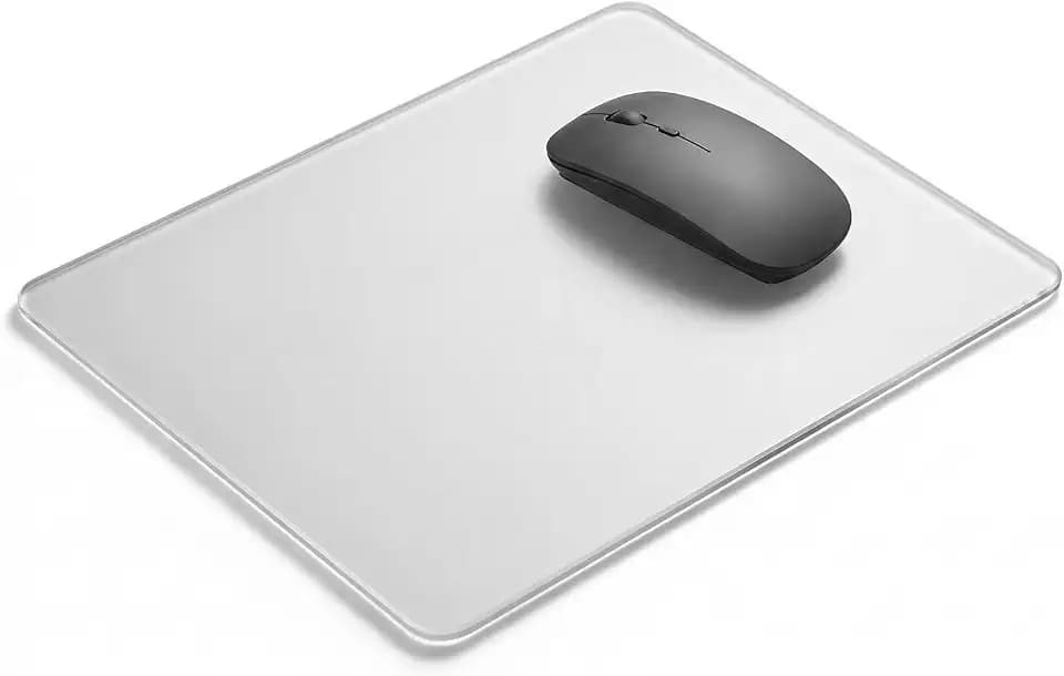 Glass Mouse Pad, 11.8x9.8 Inch Large Gaming Mousepad with Non-Slip Base, Special Glass Surface for Optimal Control, Clear Mouse Mat for Desk Computer Laptop Gamer Office Work