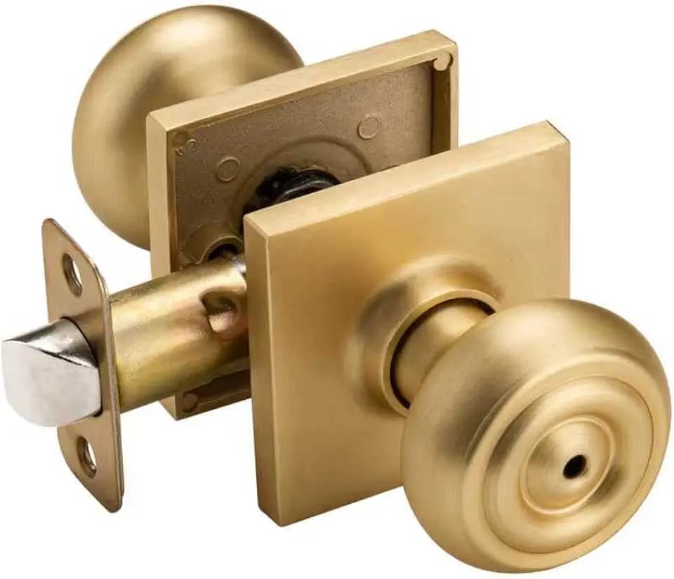 Brushed Gold Door Knob Interior with Turn Lock for Bath & Bedroom