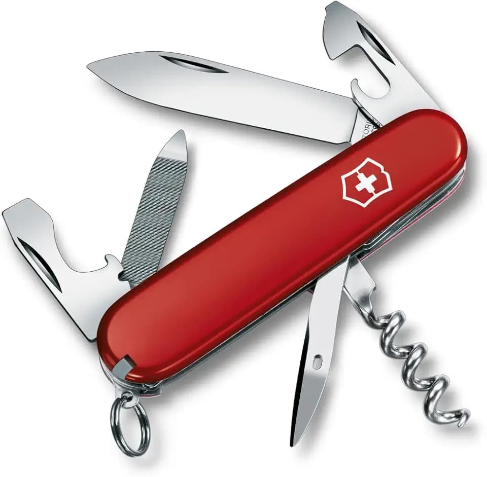Victorinox Swiss Army Knife, 13-Function Pocket Knife, Multi Tool, Red