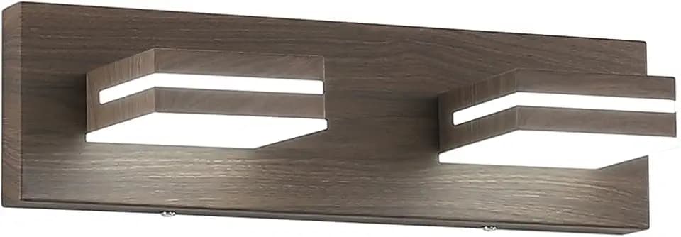SineRise LED Modern Bathroom Vanity Light Fixtures, Modern Acrylic Bathroom Wall Lighting Fixtures Over Mirror, 2-Light, 15.5-Inch, Brown, 100%-0% White