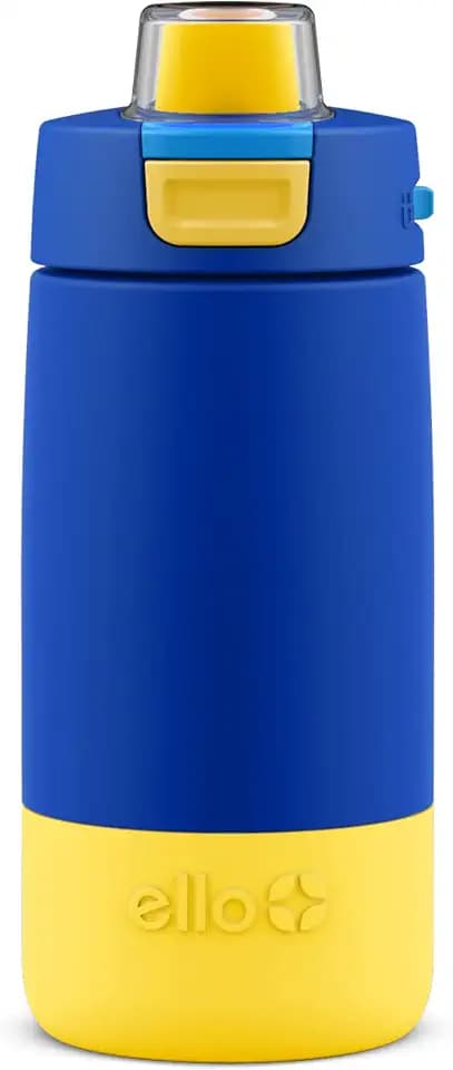 Ello Kids Colby 12oz Insulated Stainless Water Bottle with Straw, Blue