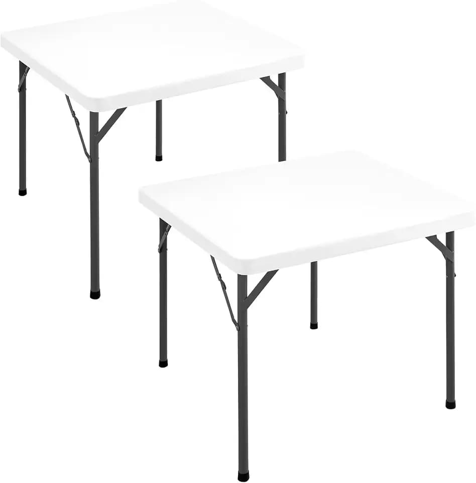 Small Square Fitted Table Covers - 2 Pack 24x24 Inch Card Tablecloth, Elastic Folding Dining Table Protector for Outdoor Picnic Party, Washable & Reusable, White