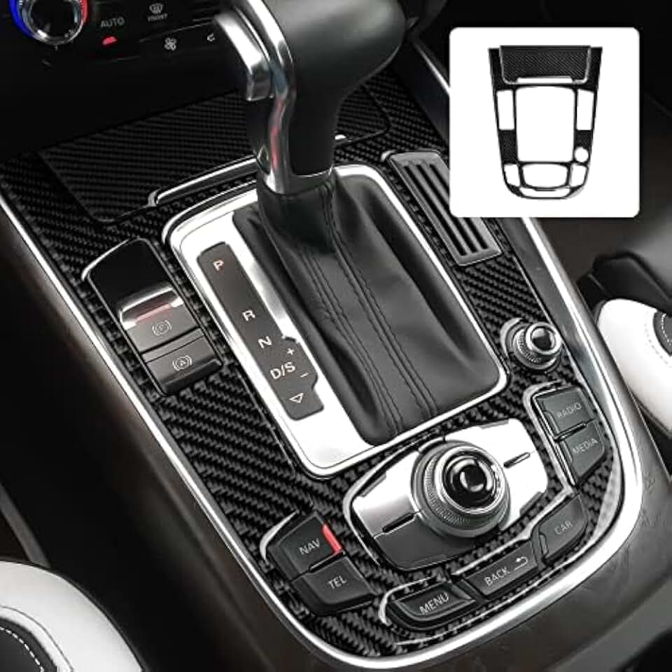Auto Kohlefaser Schaltknauf Schalthebel Cover Trim Kompatibel mit Audi A4 A5 S5 Q5 Interieur Zubehör (Stil G)